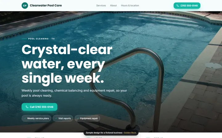 Clearwater Pool Care website design